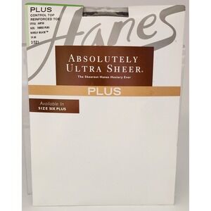 Hanes Absolutely Ultra Sheer Pantyhose Women 3 Plus Barely Black NWT Control Top
